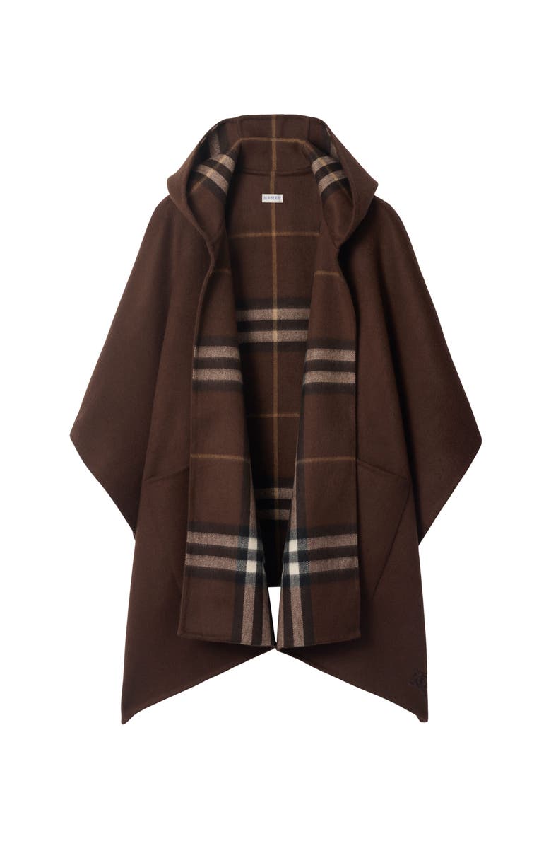 Burberry EKD Cashmere Hooded Cape, Main, color, Treacle Brown
