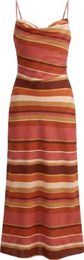 Ever New Zoe Stripe Sleeveless Linen Blend Midi Dress