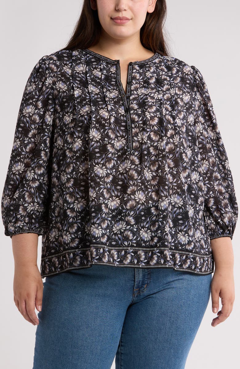 MAX STUDIO Pintuck Balloon Sleeve Georgette Top, Main, color,