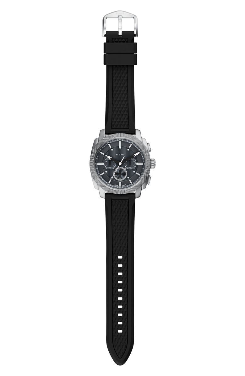 Fossil Machine Chronograph Silicone Strap Watch & Bracelet Set, 44mm, Alternate, color, Black