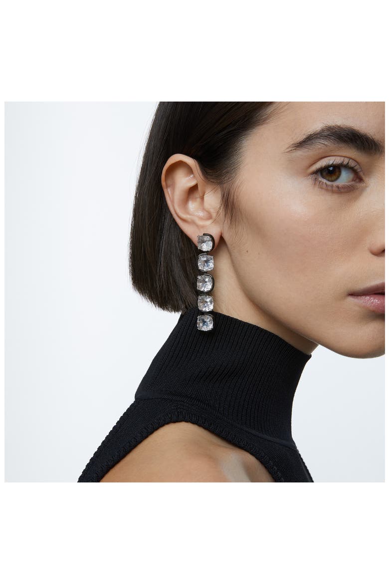Harmonia Crystal Drop Earrings, Alternate, color, BLACK / CLEAR CRYSTAL