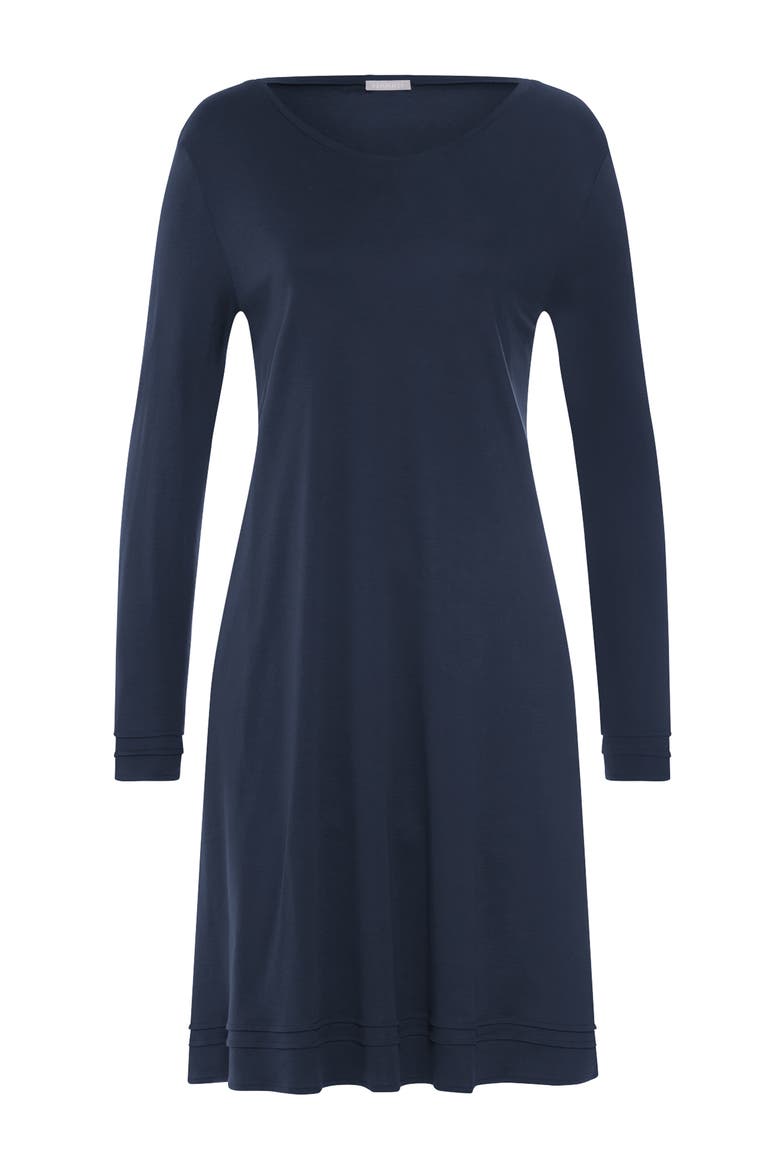 Pilar Parallel Pleated Cotton Nightgown, Main, color, Deep Navy
