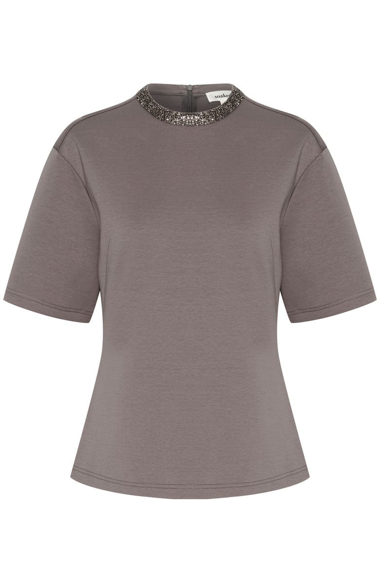 Soaked in Luxury SLMagana Glitter Short Sleeves Blouse, Alternate, color, Dark Gull Gray