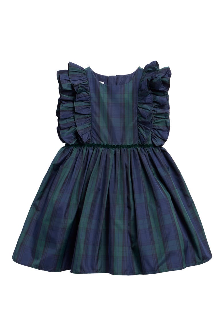 Kids' Ruffle Plaid Party Dress, Main, color, GREEN/ NAVY