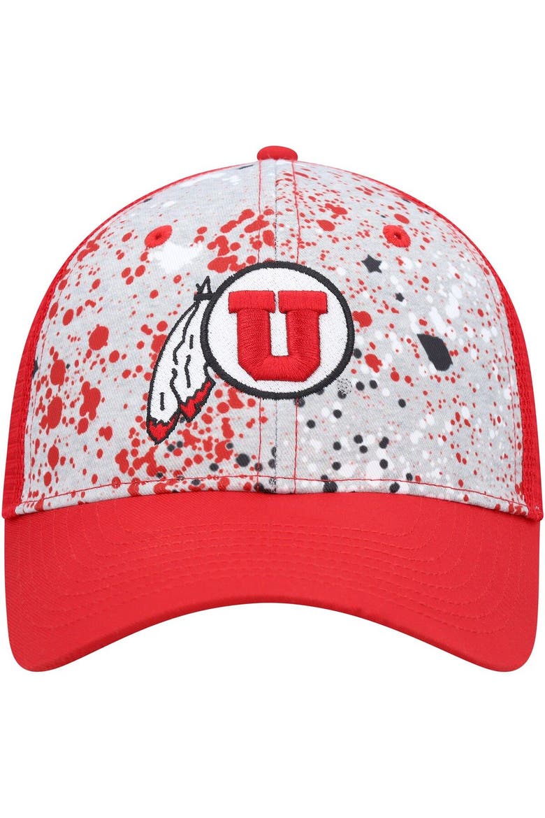 Men's Colosseum  Gray/Red Utah Utes Love Fern Trucker Snapback Hat, Alternate, color, Gray