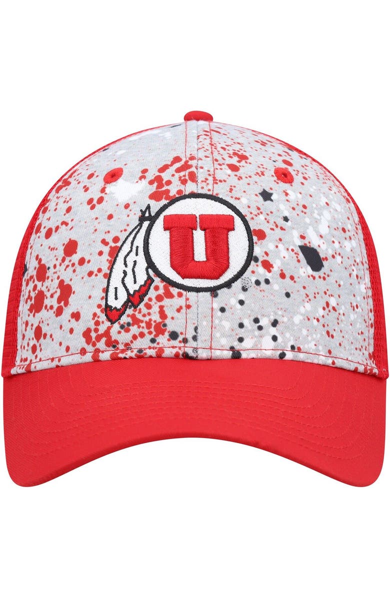 COLOSSEUM Men's Colosseum  Gray/Red Utah Utes Love Fern Trucker Snapback Hat, Alternate, color, Gray