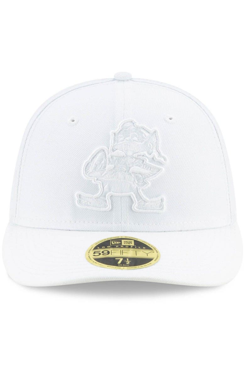 New Era Men's New Era Cleveland Browns White on White Low Profile 59FIFTY Fitted Hat, Alternate, color,