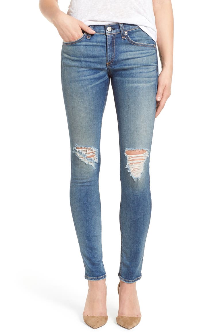 Destroyed Skinny Jeans, Main, color, CARMINE