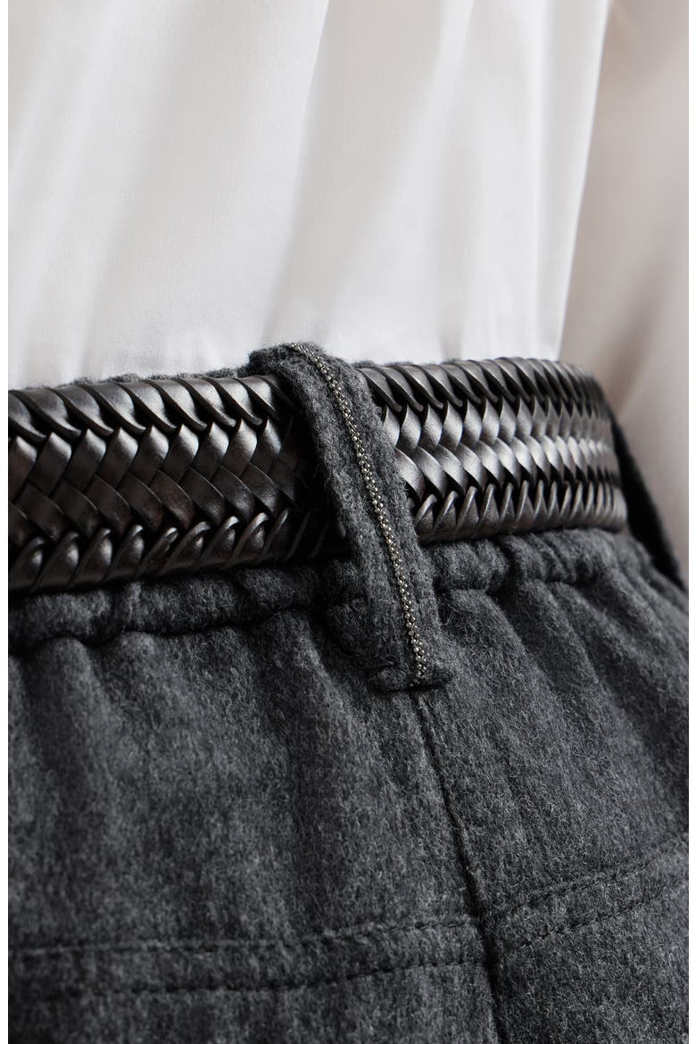 Wool flannel baggy trousers with monili, Alternate, color, Anthracite