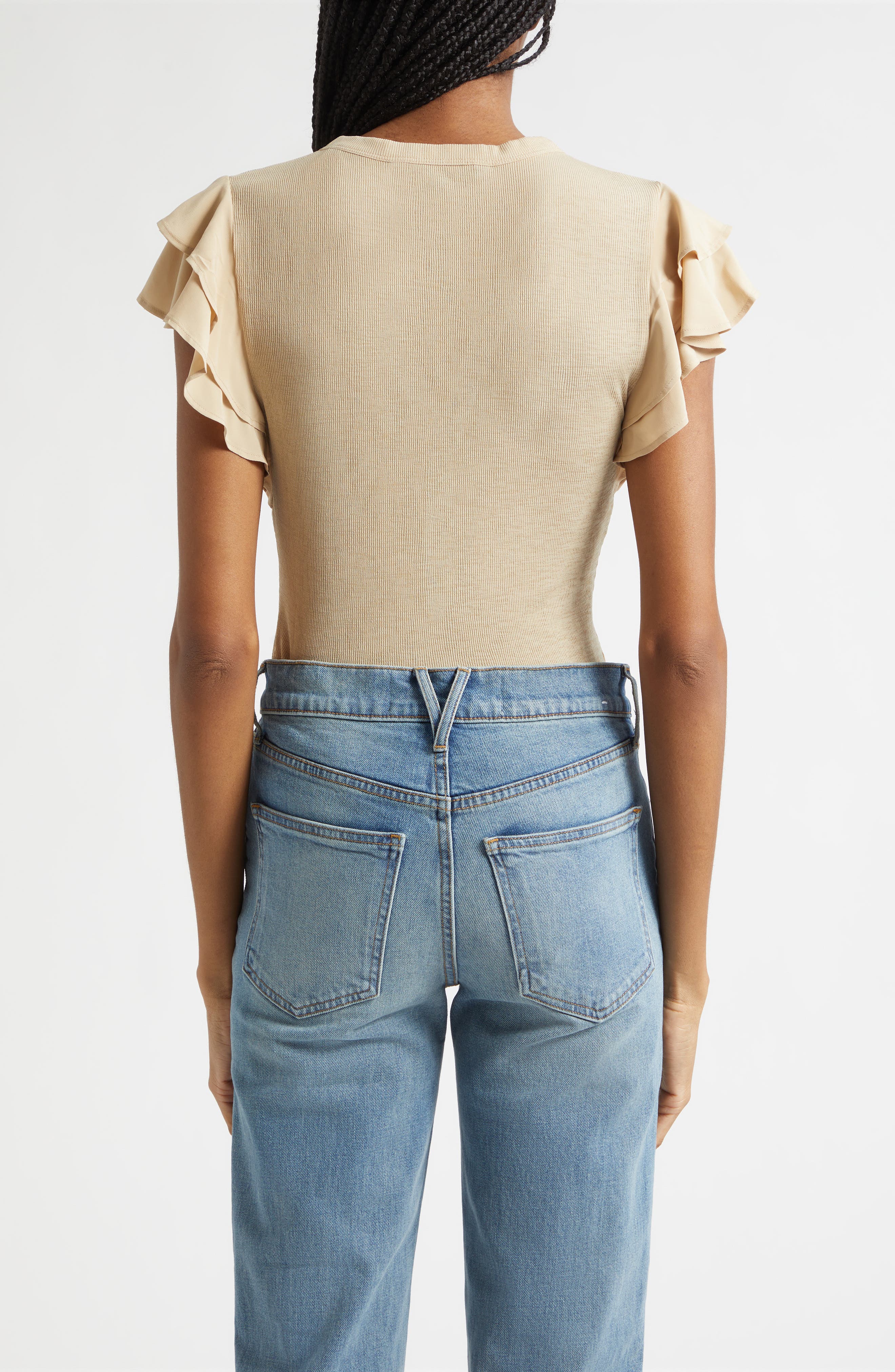 Aphrodite Ruffle Sleeve Rib Top - image 2