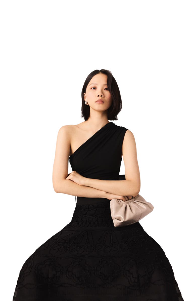 maje Asymmetric bodysuit, Alternate, color, Black