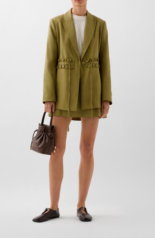Scalpers Ruffle Prep Blazer In Green