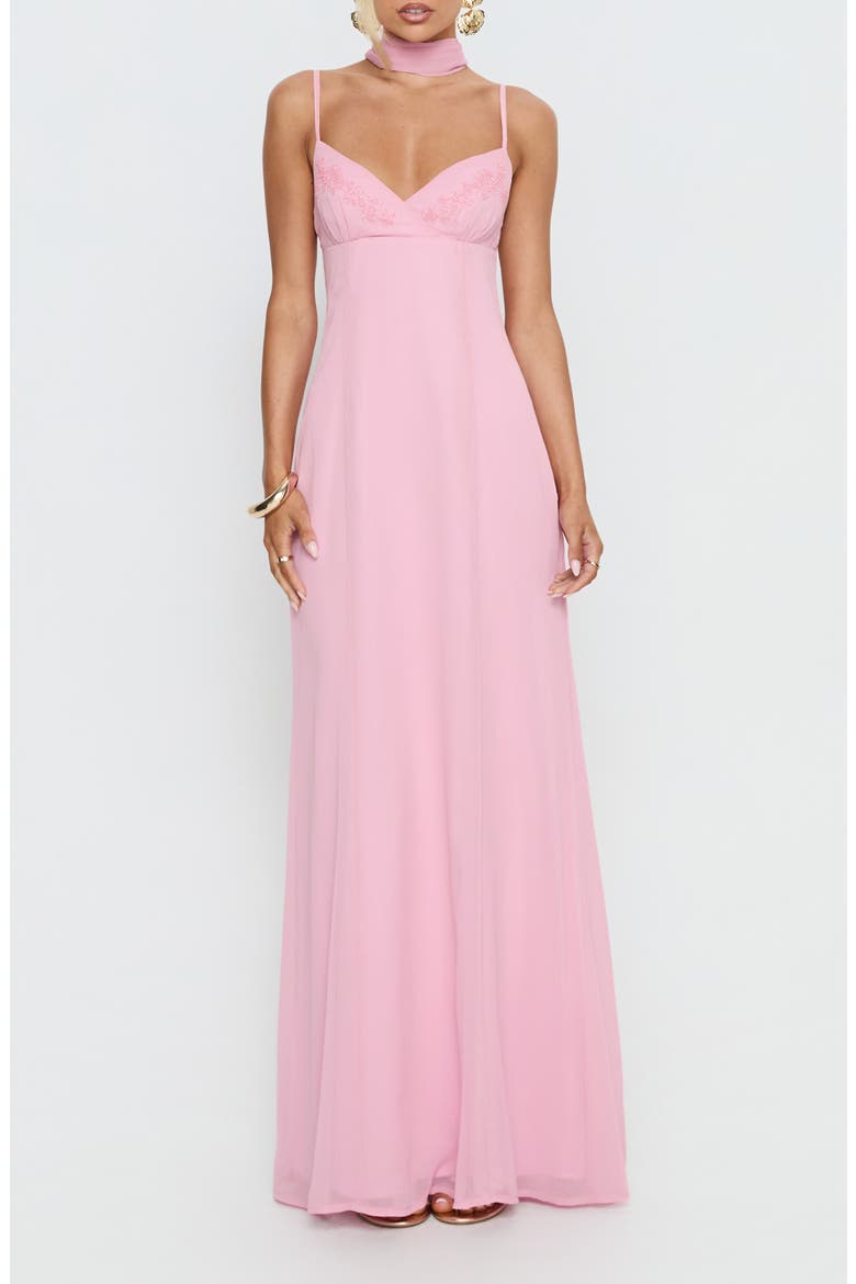 Jadira Scarf Tie Back Sleeveless Gown, Main, color, LIGHT PINK