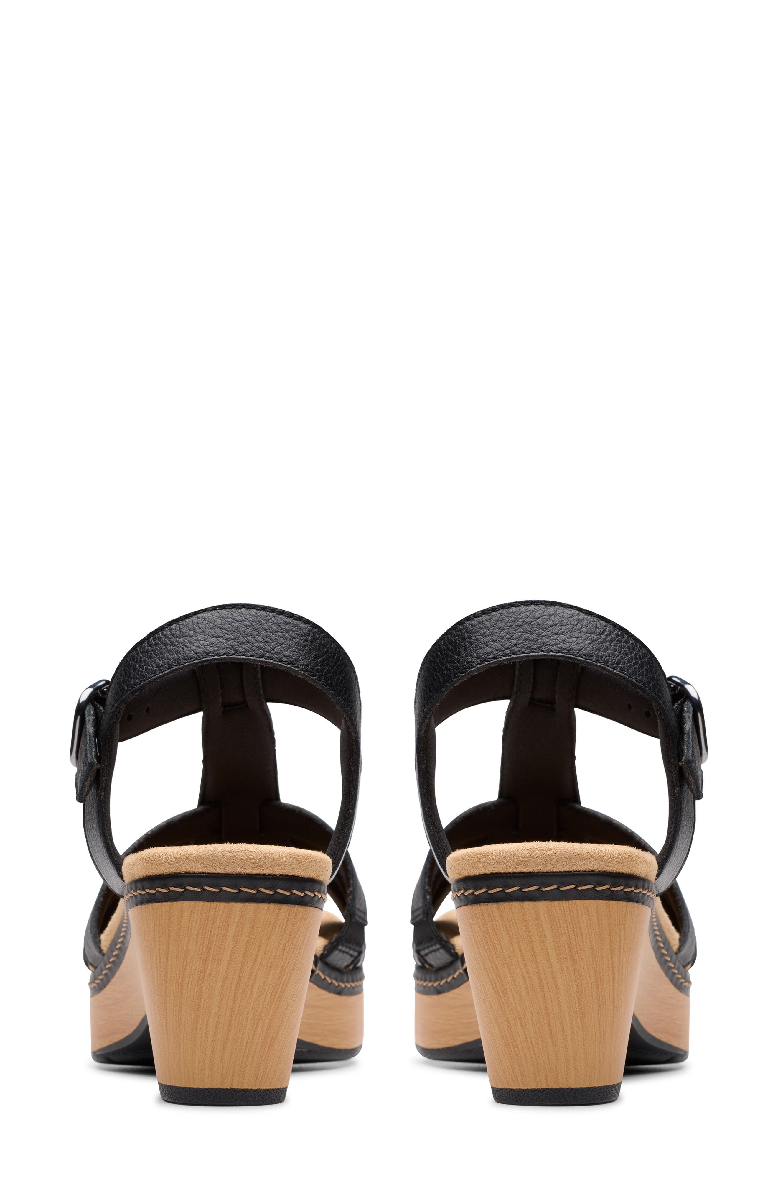 Clarks<sup>®</sup> Seannah Madi Wedge Sandal - Wide Width Available, Alternate, color, Black Leather