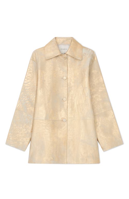 Lafayette 148 Gilded Lambskin Leather Oversized Swing Coat In Guilded Brass
