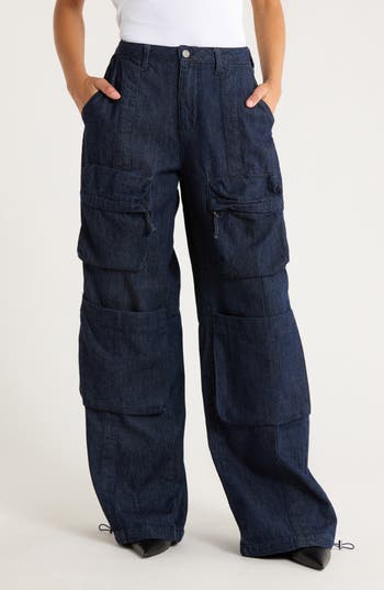 Afrm Los Angeles Collins Low Rise Utility Cargo Jeans