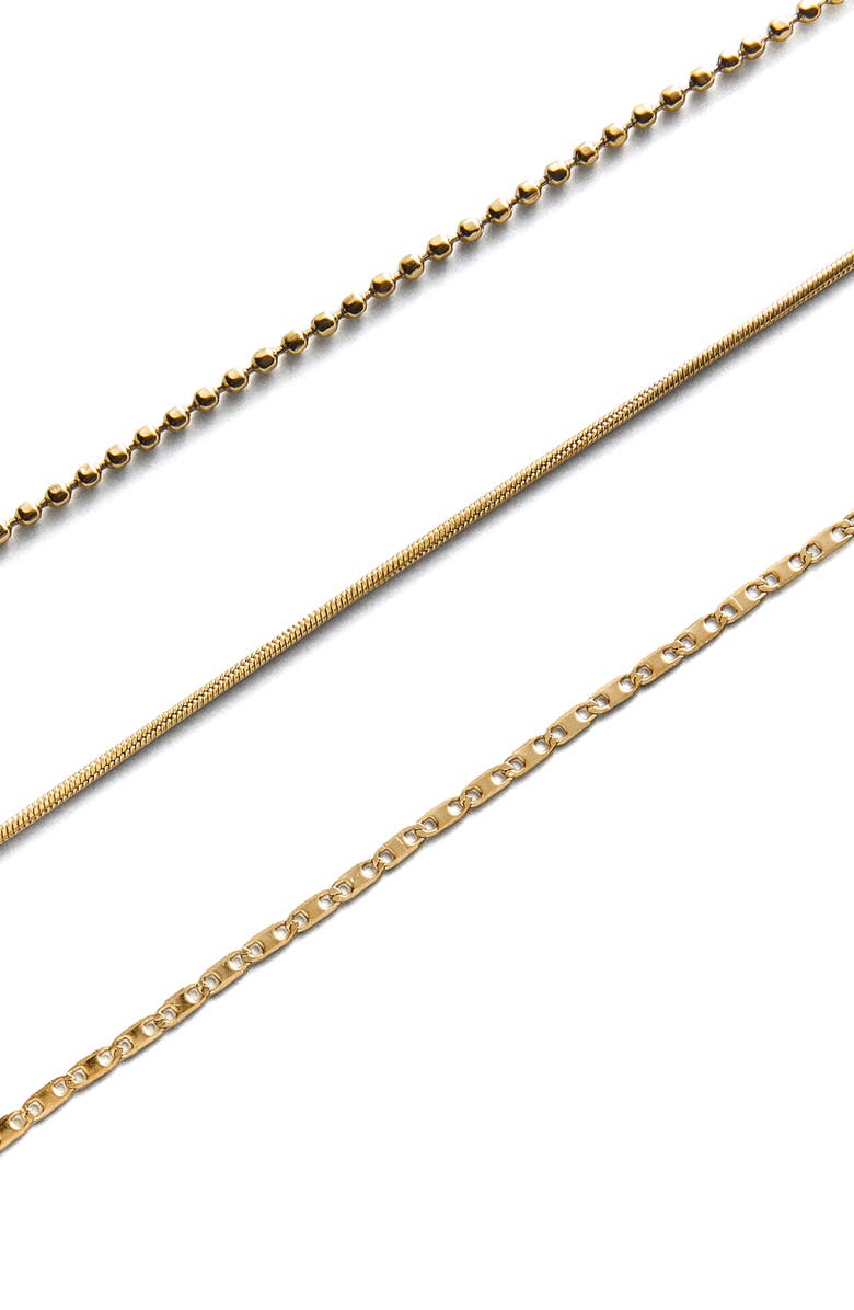 BaubleBar Anita Set of 3 Water Resistant Necklaces, Alternate, color, Gold