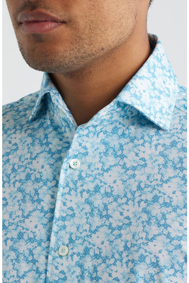 Devon OoohCotton® Floral Print Long Sleeve Button-Up Shirt, Alternate, color, TEAL