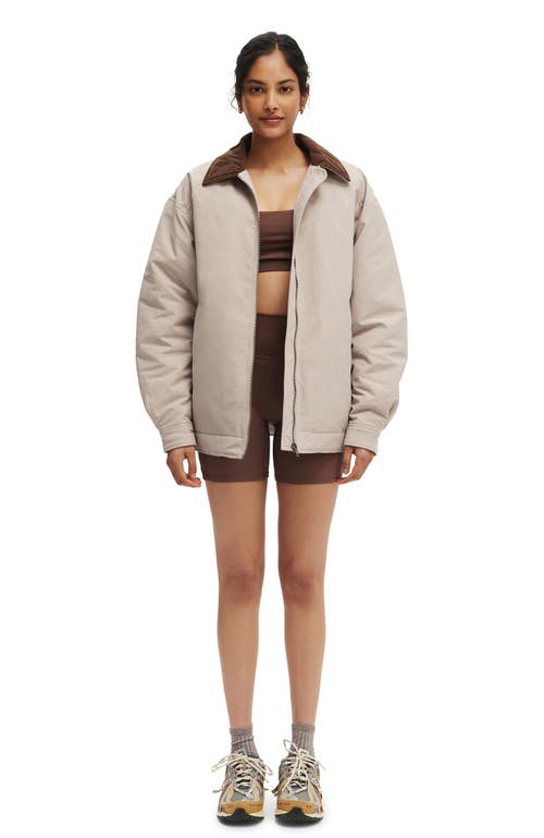 Cotton On Body Active Contrast Collar Oversized Jacket In Neutral