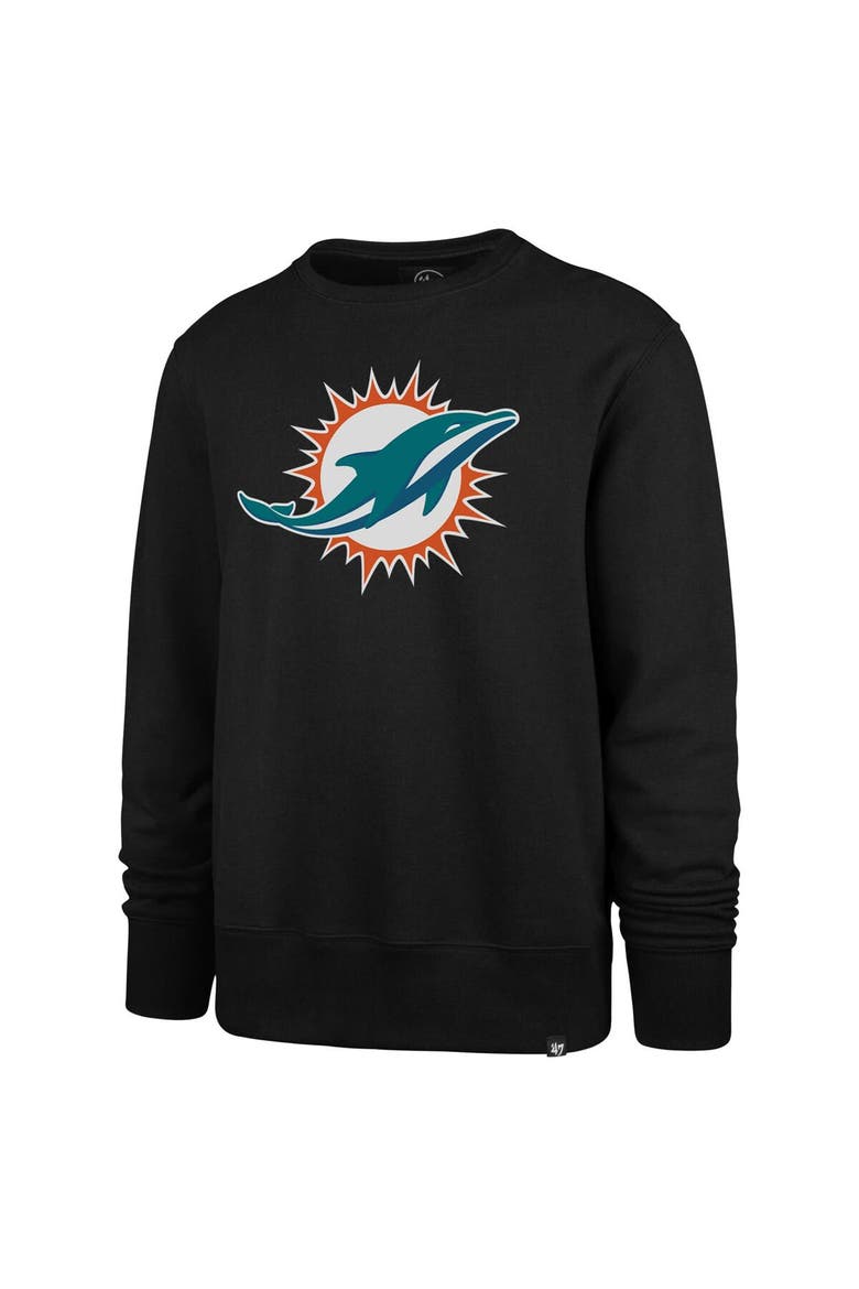Men's '47 Black Miami Dolphins Imprint Headline Pullover Sweatshirt, Alternate, color, Black