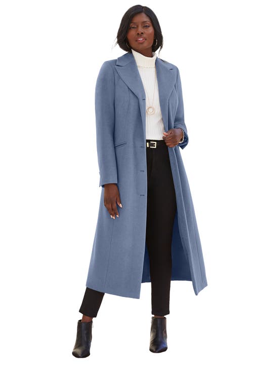 Jessica London Full Length Wool Blend Coat In Gray