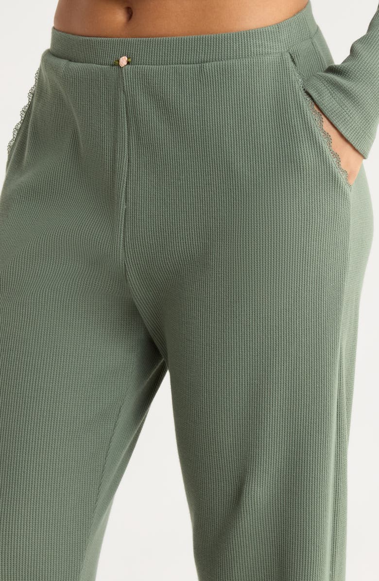 Papinelle Claire Waffle Knit Pajamas, Alternate, color, Moss