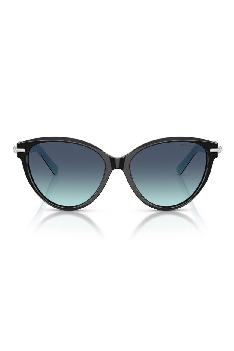 56mm Cat Eye Sunglasses, Main, color, BLACK / AZURE GRADIENT BLUE