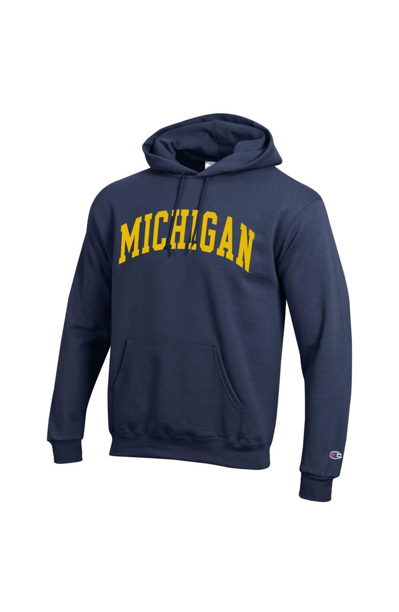 Champion Men's Champion Navy Michigan Wolverines Basic Arch Fleece Pullover Hoodie, Alternate, color,