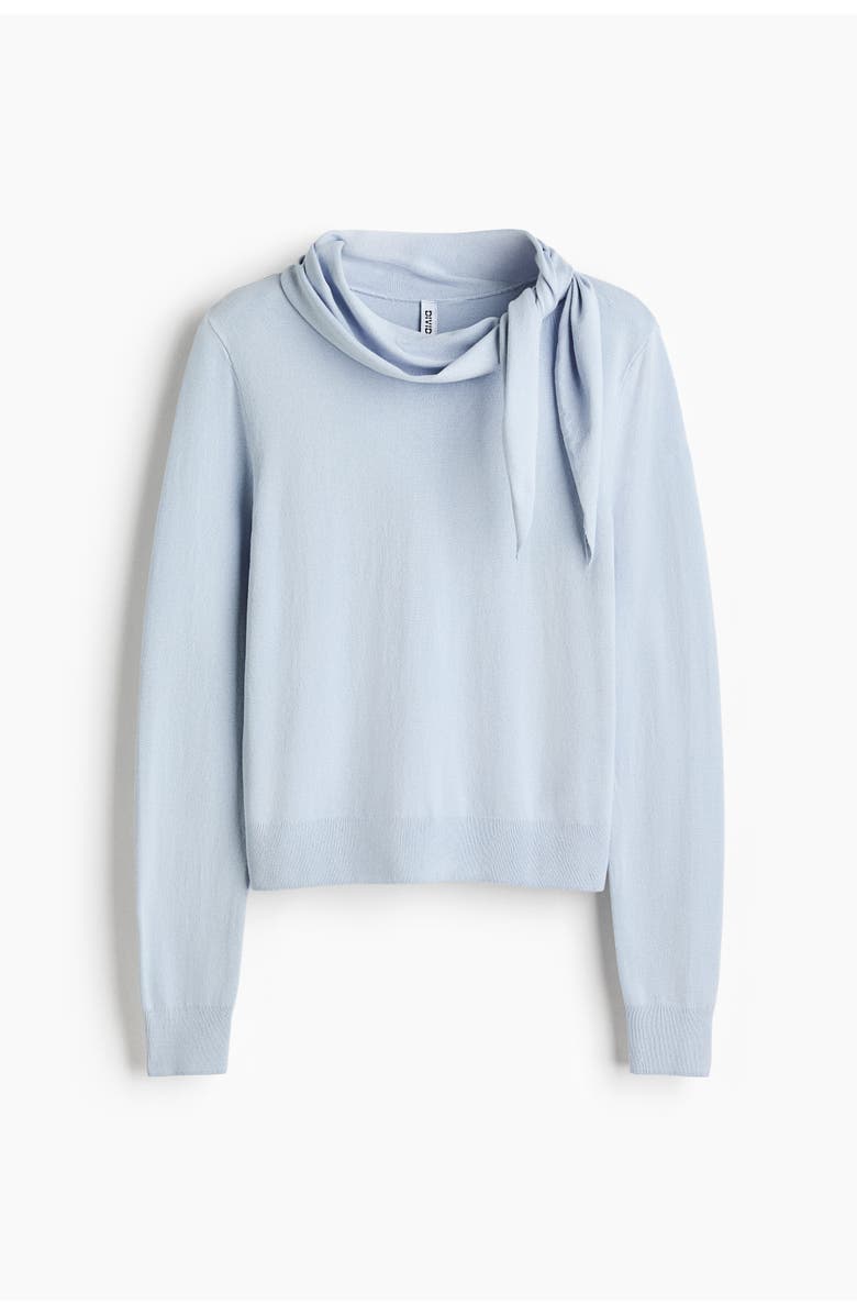 H&M Scarf-collar Jumper, Main, color, Light Blue