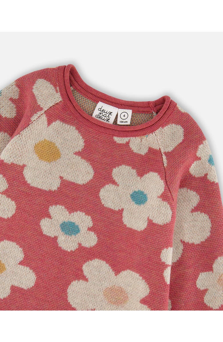 Deux par Deux Knitted Dress with Flower Jacquard, Alternate, color, Old Pink And Beige