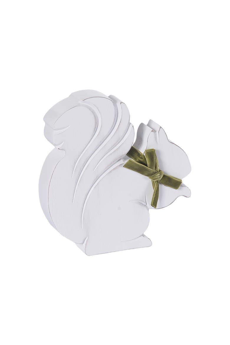 MDF Squirrel Decor Animal Figurine White Tabletop Accent, Alternate, color, White