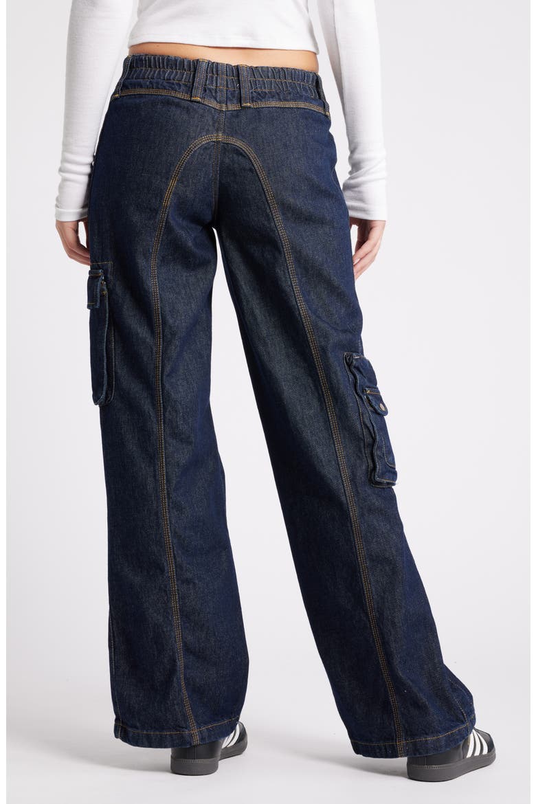 Cyber Y2K Denim Cargo Pants, Alternate, color, WASHED DENIM