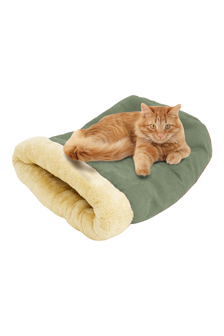 Covered Cat & Dog Burrow Bed, Alternate, color, SAGE GREEN