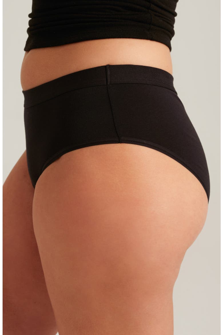 Period & Leakproof Regular Absorbency Stretch Cotton Brief, Alternate, color, VOLCANIC BLACK