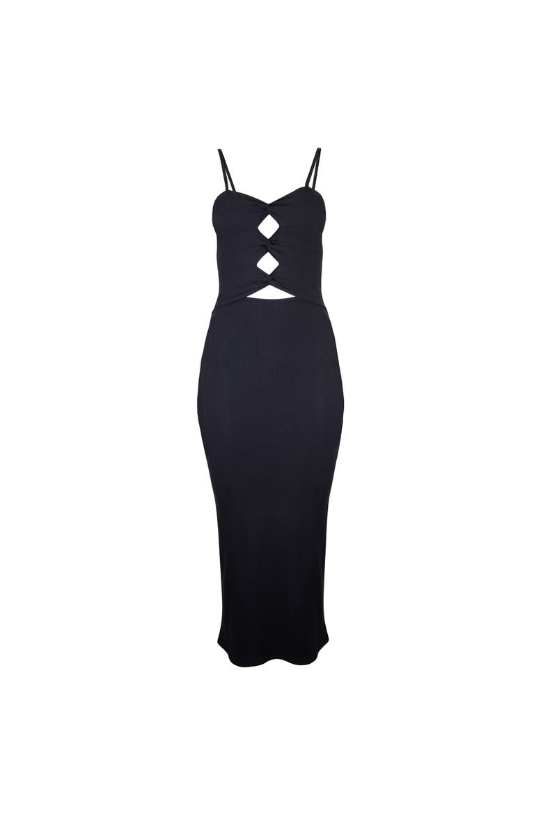 Heidi Cutout Detail Ribbed Maxi Dress, Main, color, Black
