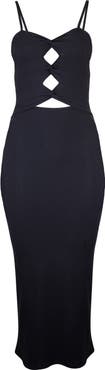 Lezat Heidi Cutout Detail Ribbed Maxi Dress