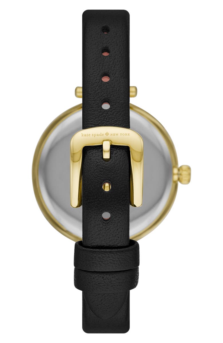 Kate Spade New York holland leather strap watch, 28mm, Alternate, color, Gold