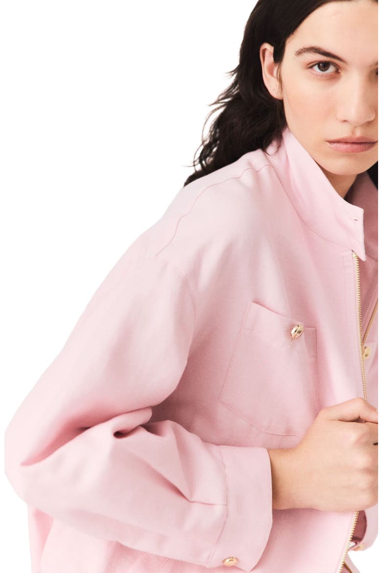 Linen blend bomber jacket, Alternate, color, Pink