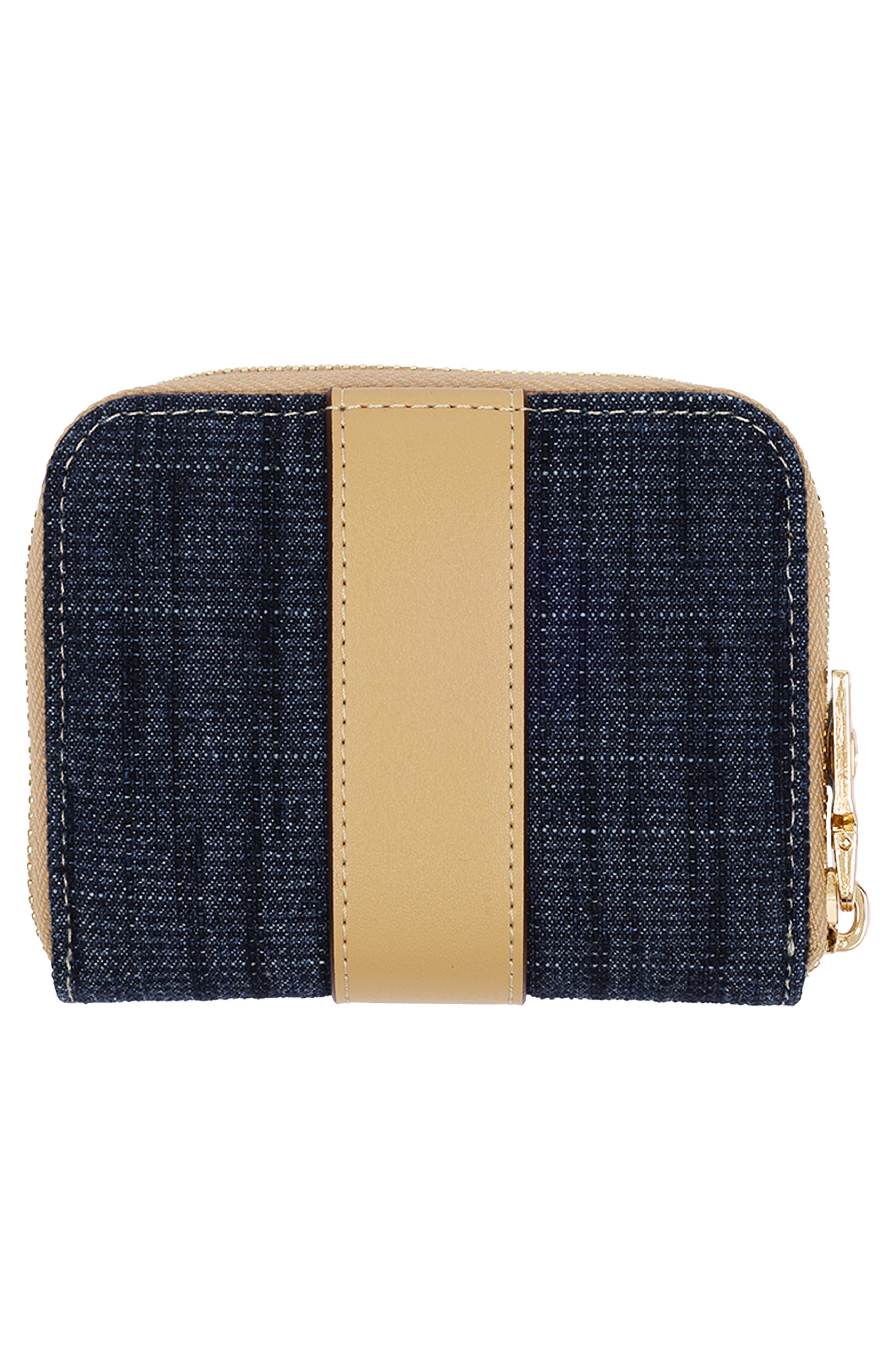 Small Mixed Media Wallet, Alternate, color, DARK DENIM