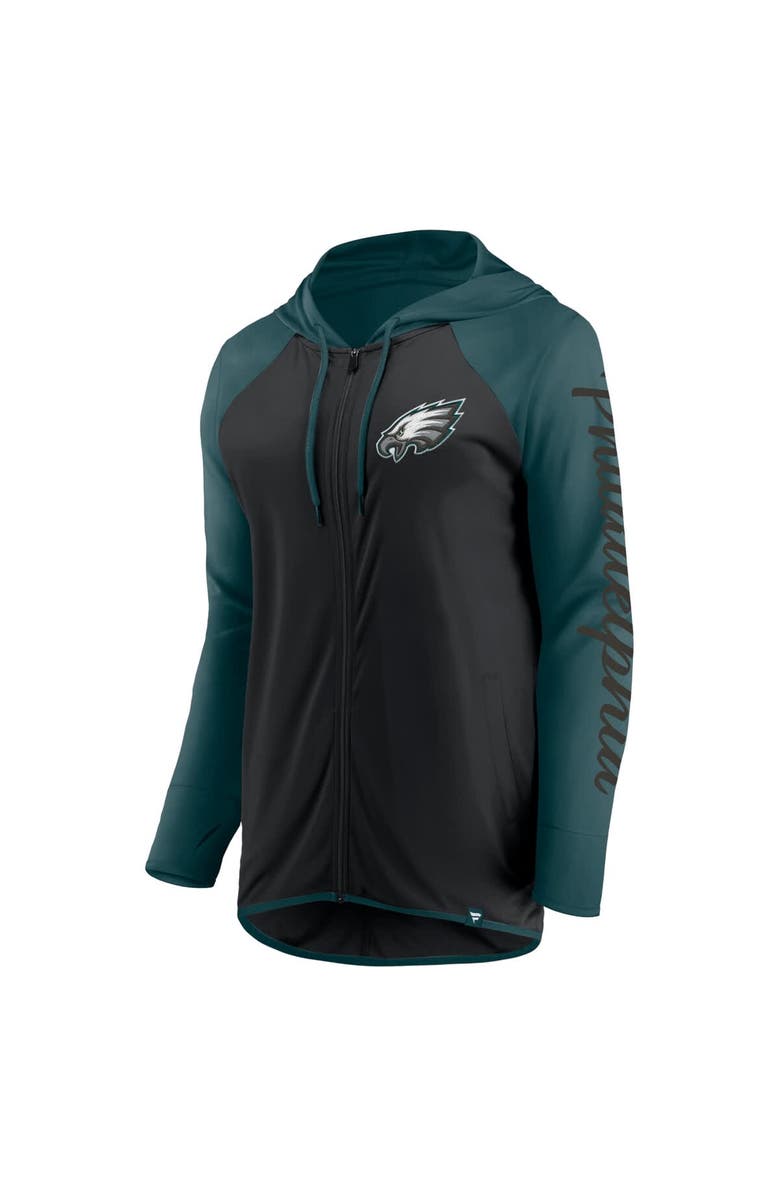 FANATICS Women's Fanatics Black/Midnight Green Philadelphia Eagles Script Full-Zip Hoodie, Alternate, color, 