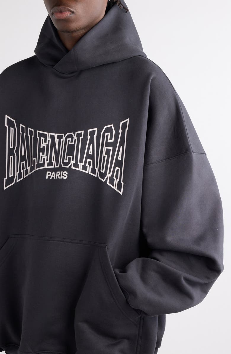Balenciaga Oversize Cotton Fleece Logo Graphic Hoodie, Alternate, color, 