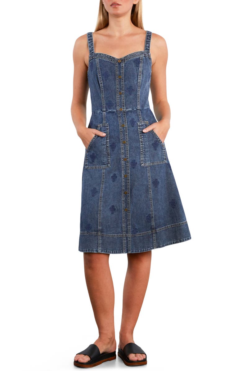 Wash Lab Denim Topstitch Seamed Denim Dress, Alternate, color, Petal Dream
