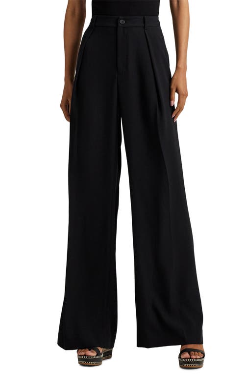 Ralph Lauren Double-faced Georgette Wide-leg Pant In Black