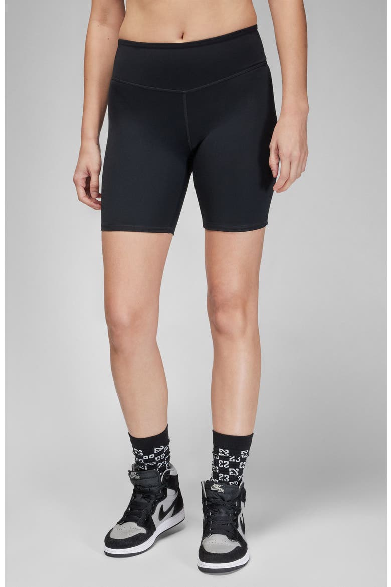 High Waist Bike Shorts, Main, color, BLACK/ WHITE