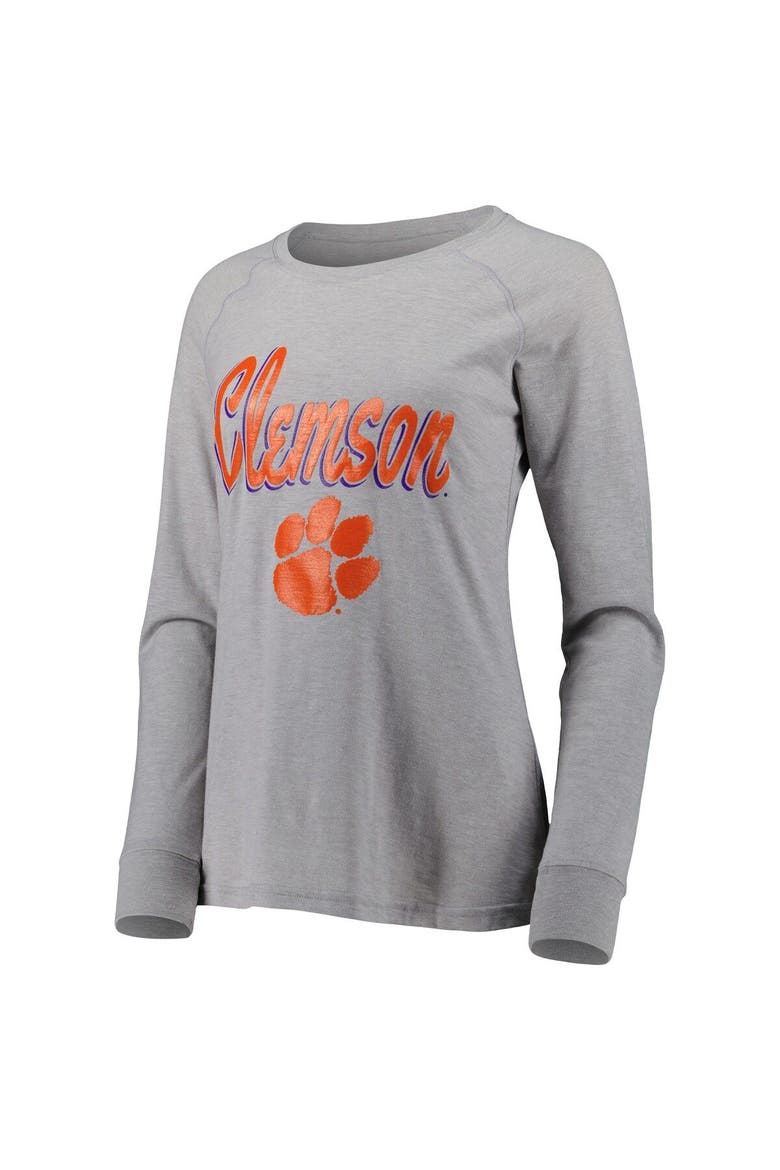 Women's Gray Clemson Tigers Payton Elbow Patch Slub Raglan Long Sleeve T-Shirt, Alternate, color, Gray