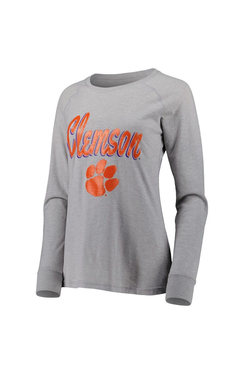 BOXERCRAFT Women's Gray Clemson Tigers Payton Elbow Patch Slub Raglan Long Sleeve T-Shirt, Alternate, color, 
