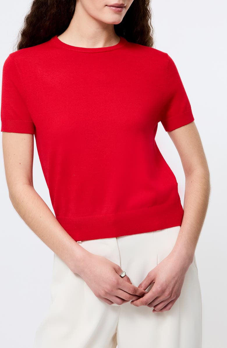 French Connection Nola Short Sleeve Sweater, Main, color, Mars Red