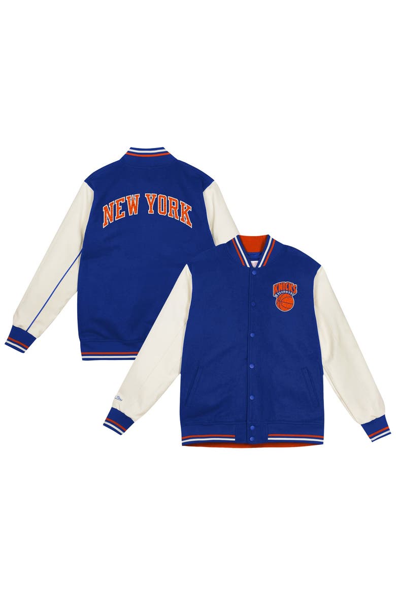 Toddler Mitchell & Ness Blue New York Knicks Varsity Heavyweight Full-Snap Jacket, Main, color, Blue