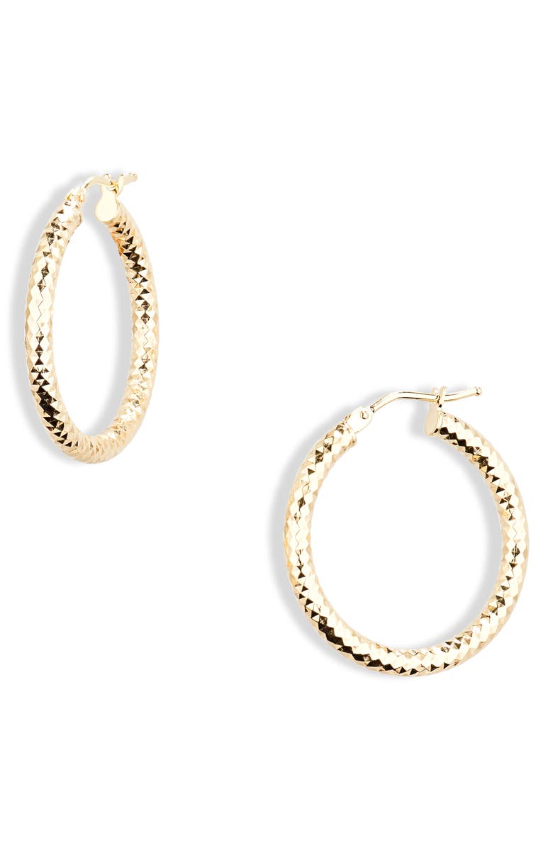 Bony Levy 14K Gold Diamond Cut Hoop Earrings, Main, color, 14K Yellow Gold