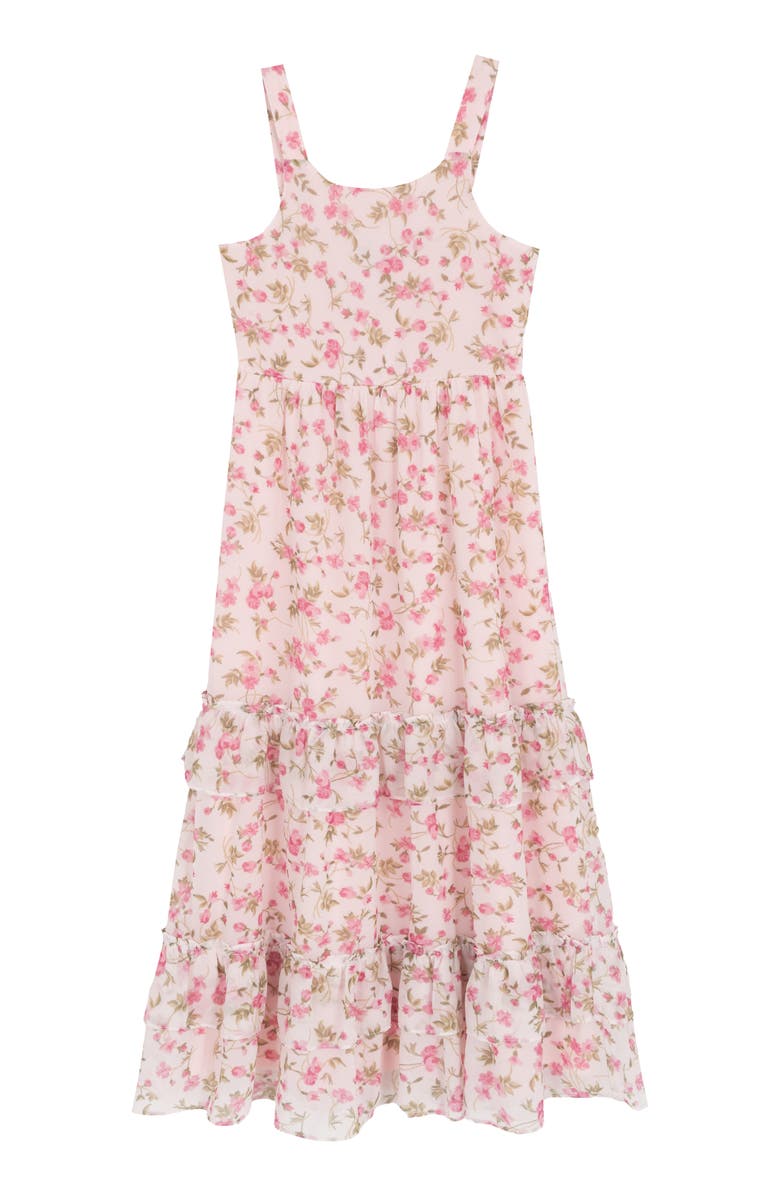 RARE, TOO! Kids' Floral Print Sleeveless Chiffon Tiered Dress, Alternate, color, Ivory
